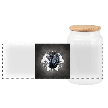 À l’ombre de l’élégance : un cygne noir. - Boîte à biscuits avec couvercle en bois - blanc - Devant