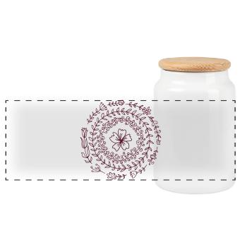Mandala Spirale Florale - Boîte à biscuits avec couvercle en bois - blanc - Devant