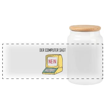 Retro Funny Computer Sagt Nein - Geeky Tech Nerd - Panoramic Cookie Jar with Wooden Lid - white - Front