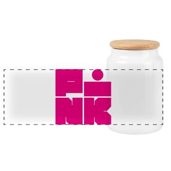 Bold & Fun – PINK Statement in knalligem Style - Panorama Keksdose mit Holzdeckel - Weiß - Vorne