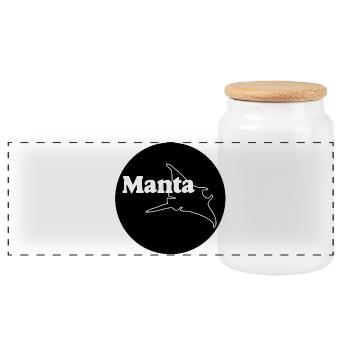 Rochen , Mantarochen , Manta Button , Aufkleber - Panorama Keksdose mit Holzdeckel - Weiß - Vorne