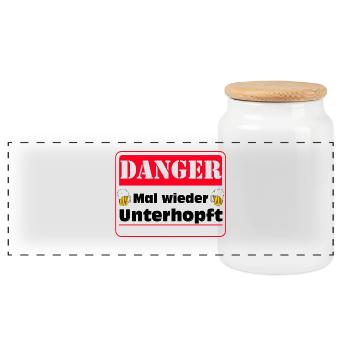 Gefährlich Mal Wieder Unterhopft Humor - Panorama Keksdose mit Holzdeckel - Weiß - Vorne