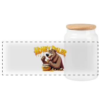 Marchand de miel Apiculteur Apiculteur Ours Cadeau - Boîte à biscuits avec couvercle en bois - blanc - Devant