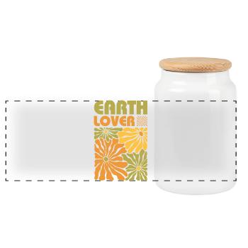 Earth Lover – Retro Natur Blumen - Panorama Keksdose mit Holzdeckel - Weiß - Vorne