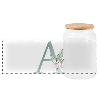 A Monogramm, Floral, personalisierbar - Panorama Keksdose mit Holzdeckel - Weiß - Vorne