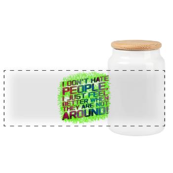 Je ne déteste pas les gens - Boîte à biscuits avec couvercle en bois - blanc - Devant