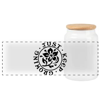 Continuez à grandir - Design minimaliste - Boîte à biscuits avec couvercle en bois - blanc - Devant