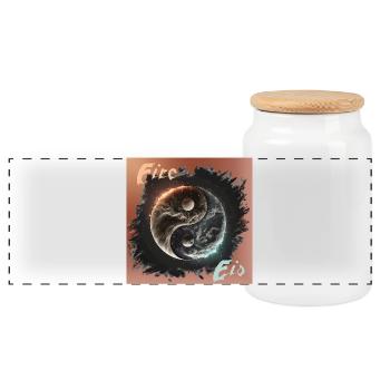 Feu et glace Yin Yang – L’équilibre des éléments - Boîte à biscuits avec couvercle en bois - blanc - Devant