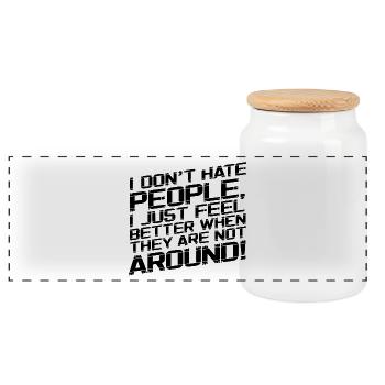 Je ne déteste pas les gens - Boîte à biscuits avec couvercle en bois - blanc - Devant