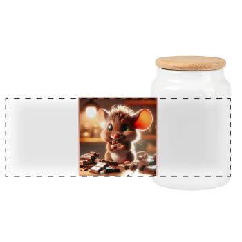 Little Chocolate Mouse - Panoramic Cookie Jar with Wooden Lid - white - Front