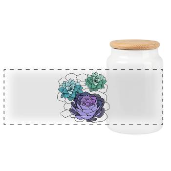 Succulentes - Boîte à biscuits avec couvercle en bois - blanc - Devant
