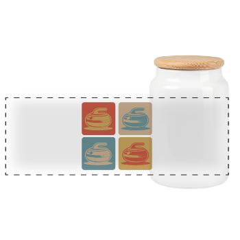 Curling Vintage Design - Panorama Keksdose mit Holzdeckel - Weiß - Vorne