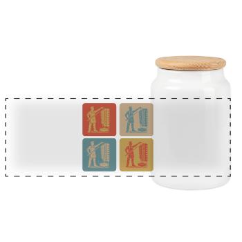 Döner Kebab Retro - Panorama Keksdose mit Holzdeckel - Weiß - Vorne