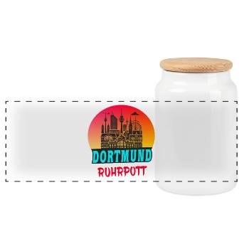 Dortmund Ruhrpott Skyline - Boîte à biscuits avec couvercle en bois - blanc - Devant