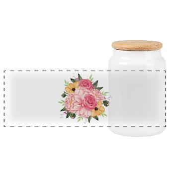 Bouquet Watercolor Roses et Pivoines - Boîte à biscuits avec couvercle en bois - blanc - Devant