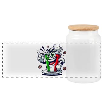 Espresso Italiano / Café Design - Boîte à biscuits avec couvercle en bois - blanc - Devant