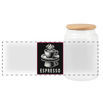Espresso Vintage Style - Boîte à biscuits avec couvercle en bois - blanc - Devant