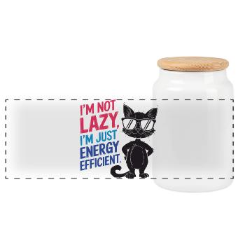 Je ne suis pas paresseux, je suis juste économe en énergie - Boîte à biscuits avec couvercle en bois - blanc - Devant