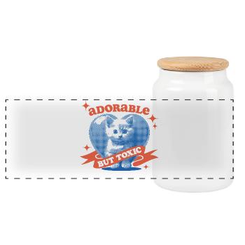 Adorable but Toxic - Panoramic Cookie Jar with Wooden Lid - white - Front