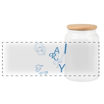 Typo meets gravity - Panoramic Cookie Jar with Wooden Lid - white - Front