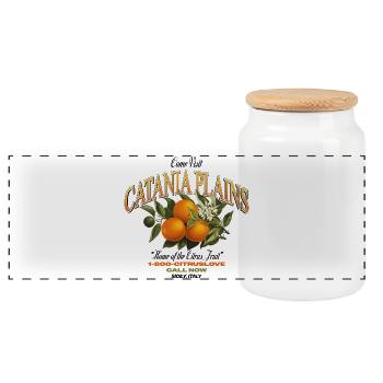 Catania Citrus Paradise Design - Panorama Keksdose mit Holzdeckel - Weiß - Vorne