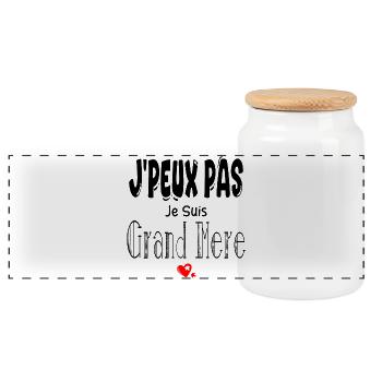 J'Peux Pas Je suis Grand Mère - Boîte à biscuits avec couvercle en bois - blanc - Devant