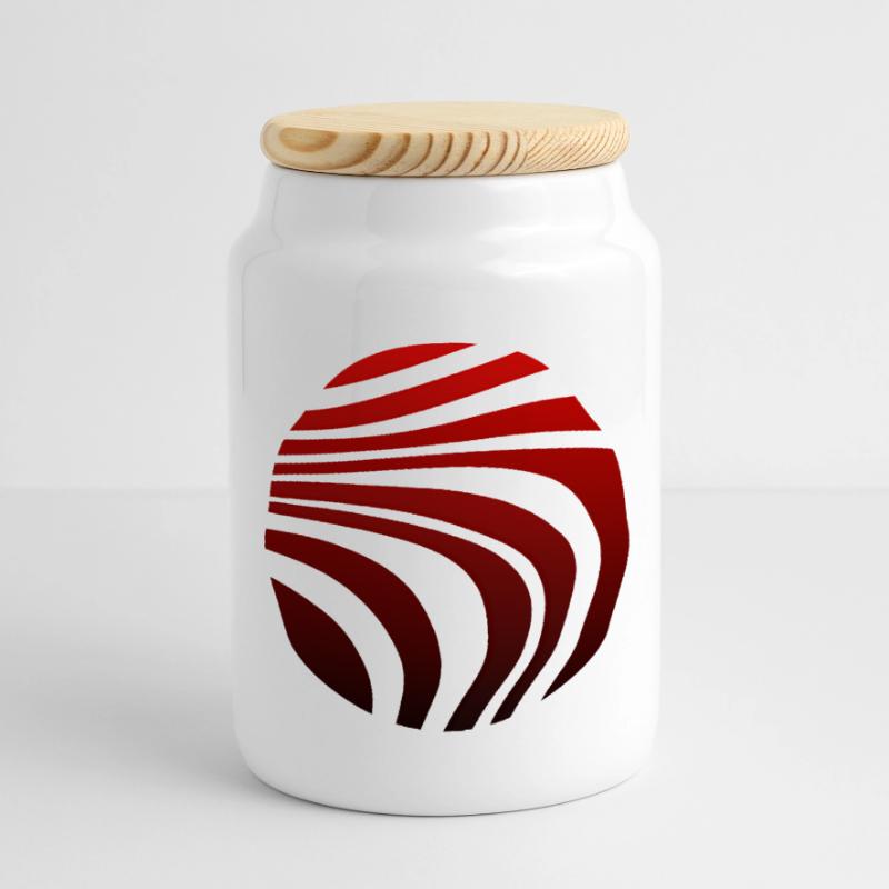 Psychedelic Pattern Red Black Gradient Panoramic Cookie Jar with Wooden Lid