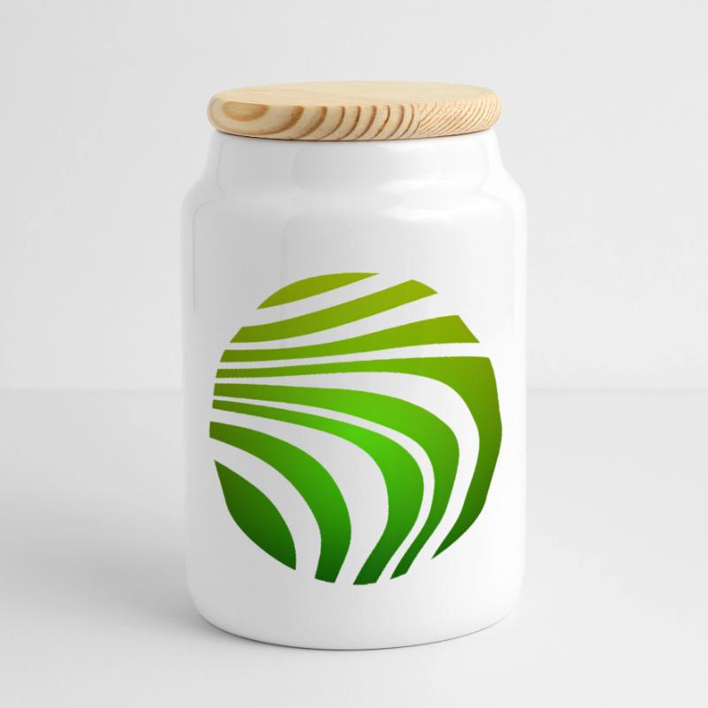 Psychedelic Pattern Green Gradient Panoramic Cookie Jar with Wooden Lid