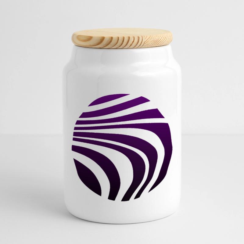 Psychedelic Pattern Violet Gradient Panoramic Cookie Jar with Wooden Lid