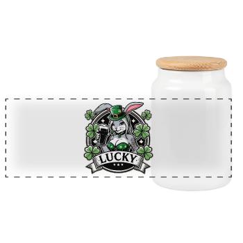 Saint-Patrick Bunny Bunny Bière Happy - Boîte à biscuits avec couvercle en bois - blanc - Devant