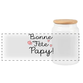 BONNE FÊTE PAPY - Boîte à biscuits avec couvercle en bois - blanc - Devant