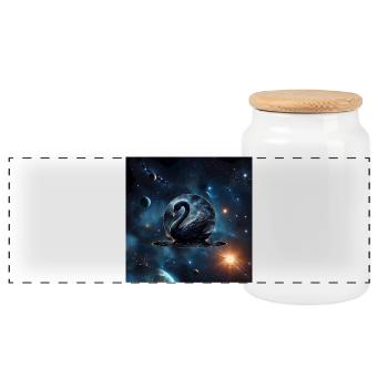 Grâce galactique : Le cygne noir. - Boîte à biscuits avec couvercle en bois - blanc - Devant