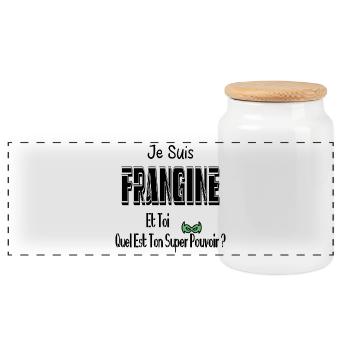 Je Suis Frangine Et Toi Quel Est Ton Super Pouvoir - Boîte à biscuits avec couvercle en bois - blanc - Devant