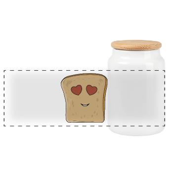 Lovely bread - Panoramic Cookie Jar with Wooden Lid - white - Front
