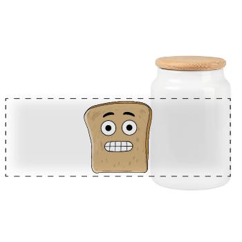 Tense bread - Panoramic Cookie Jar with Wooden Lid - white - Front