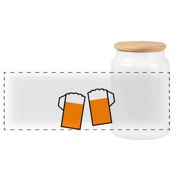 Biergläser Prost Bierglas - Panorama Keksdose mit Holzdeckel - Weiß - Vorne