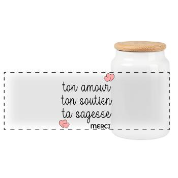 AMOUR SOUTIEN SAGESSE MERCI - Boîte à biscuits avec couvercle en bois - blanc - Devant