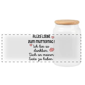 DANKBARKEIT MUTTERTAG - Panorama Keksdose mit Holzdeckel - Weiß - Vorne