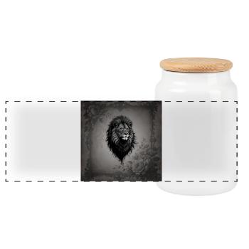 Wild Grace : Portrait choquant d’un lion - Boîte à biscuits avec couvercle en bois - blanc - Devant