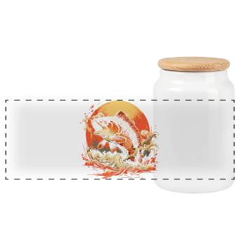 Illustration de pêche - Boîte à biscuits avec couvercle en bois - blanc - Devant