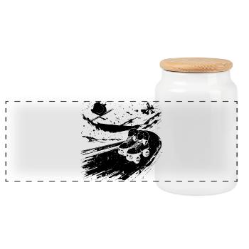 Roller Skating Drawing - Panoramic Cookie Jar with Wooden Lid - white - Front