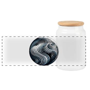 Geometrische Wellen – Abstraktes Wellenmuster - Panorama Keksdose mit Holzdeckel - Weiß - Vorne