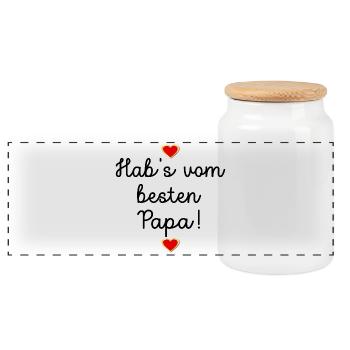 VATERTAG PAPA KIND - Panorama Keksdose mit Holzdeckel - Weiß - Vorne