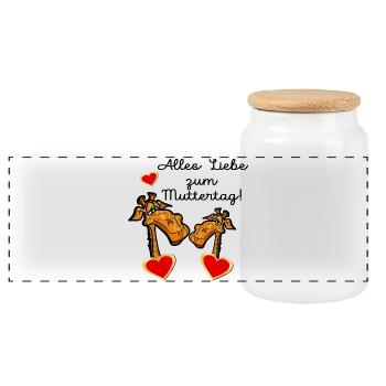 GESCHENKE ZUM MUTTERTAG MAMA KIND GIRAFFE - Panorama Keksdose mit Holzdeckel - Weiß - Vorne