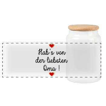 Geschenke für Oma Herz - Panorama Keksdose mit Holzdeckel - Weiß - Vorne