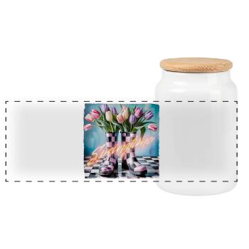It's spring... - Panoramic Cookie Jar with Wooden Lid - white - Front