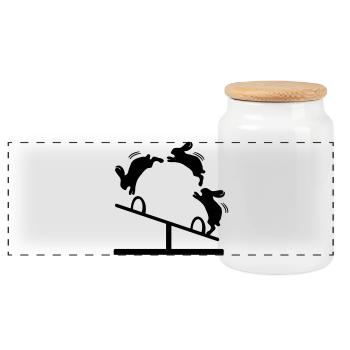 LAPINS DE PÂQUES SAUTE LAPIN BALANÇOIRE - Boîte à biscuits avec couvercle en bois - blanc - Devant