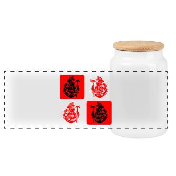 Fire brigade – courage in action - Panoramic Cookie Jar with Wooden Lid - white - Front