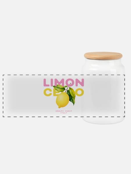 Limoncello Zitronen Amalfi Italien Sommer - Panorama Keksdose mit Holzdeckel - Weiß
