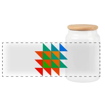 Mosaïque Triangle Coloré - Boîte à biscuits avec couvercle en bois - blanc - Devant